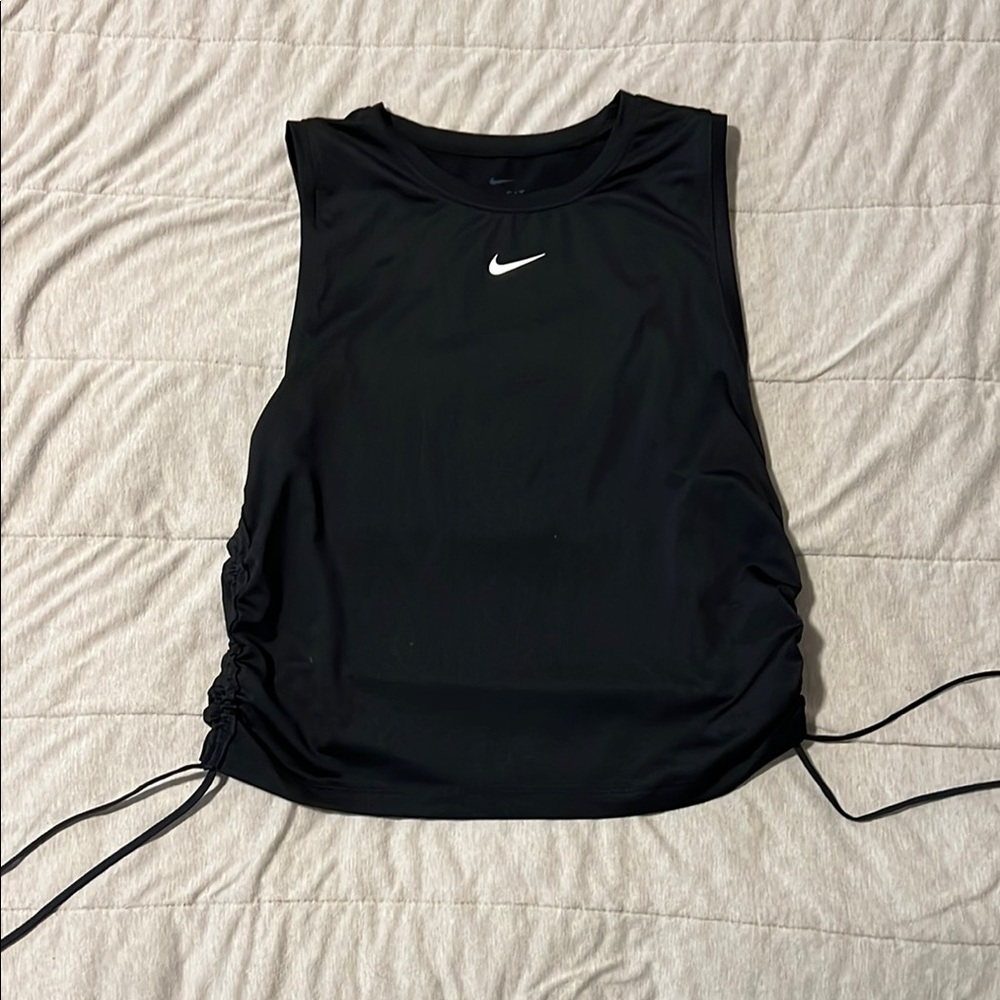 Nike Black Sleeveless Muscle Tee with Ruched Sides